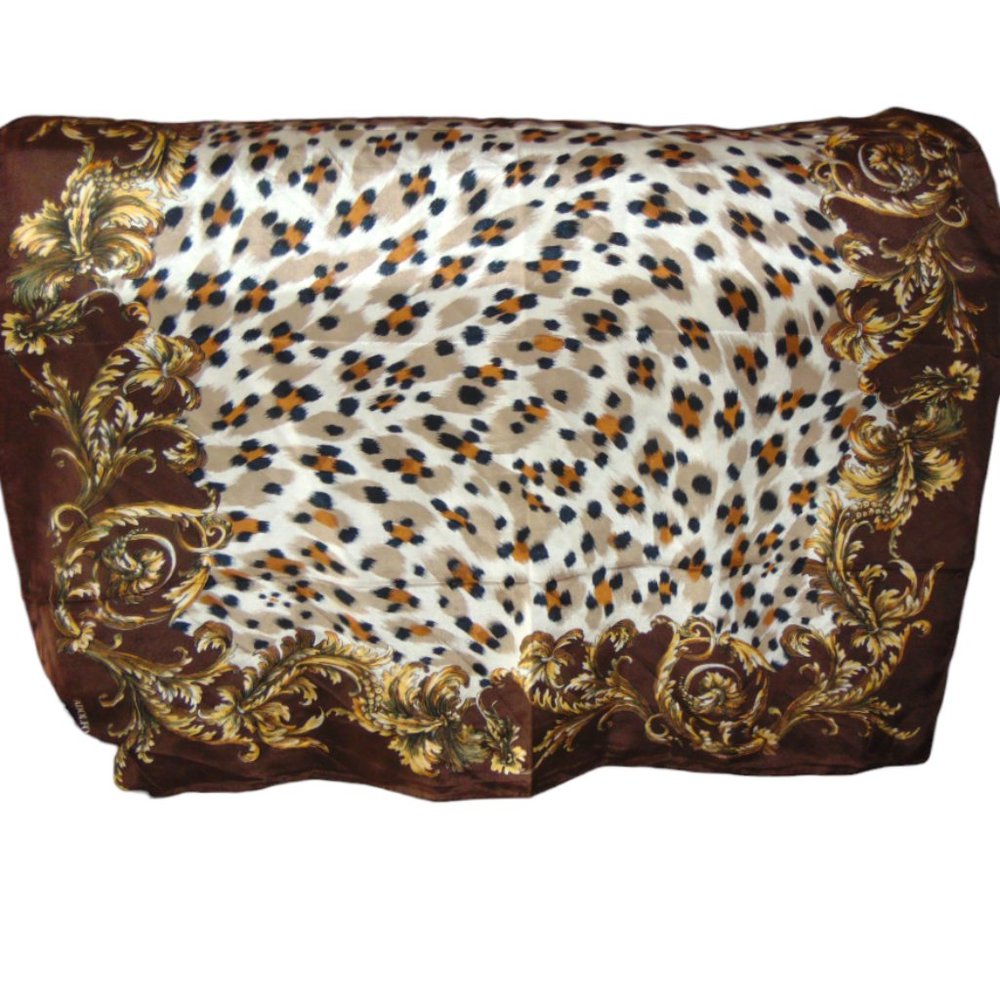 Adolfo Animal Print Silk Large Square Multicolor Women’s Scarf 33 X 33